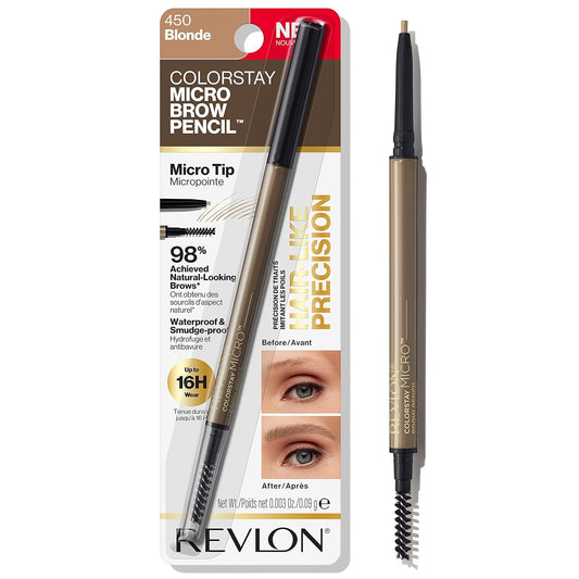 Revlon ColorStay Micro Eyebrow Pencil, Waterproof, Smudgeproof, 450 Blonde