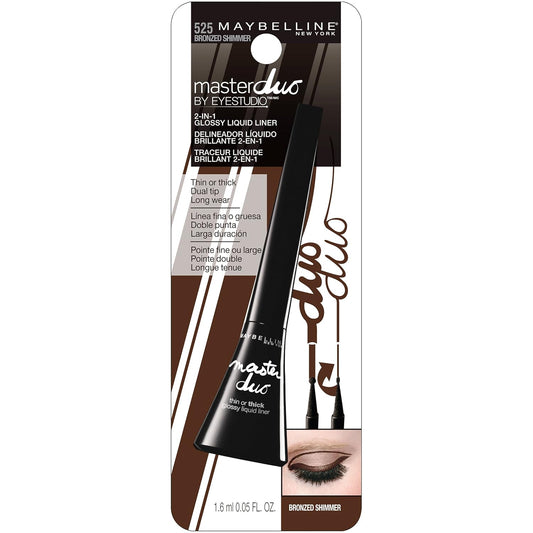 Maybelline New York Eye Studio Master Duo Glossy Liquid Liner, 525 Bronzed Shimmer, 0.05 Fl Oz