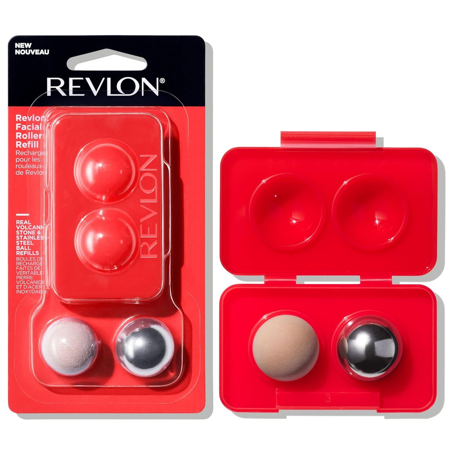 Revlon Oil Absorbing & Cooling Facial Roller Refill Pack with Volcanic & Stainless Steel Stones in Storage Case