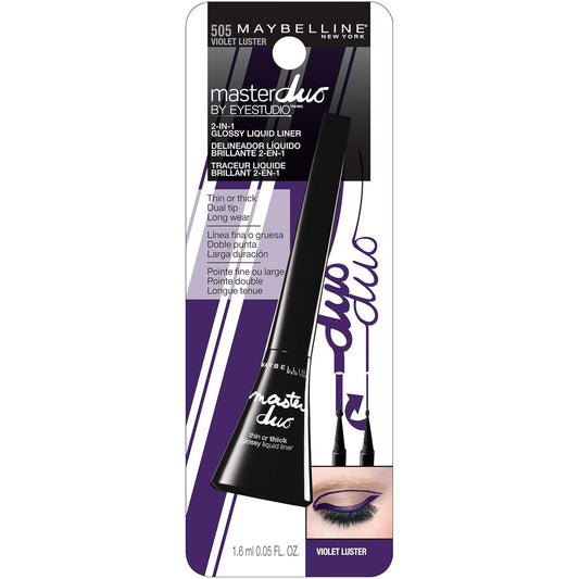 Maybelline New York Eye Studio Master Duo Glossy Liquid Liner, 505 Violet Luster, 0.05 Fl Oz