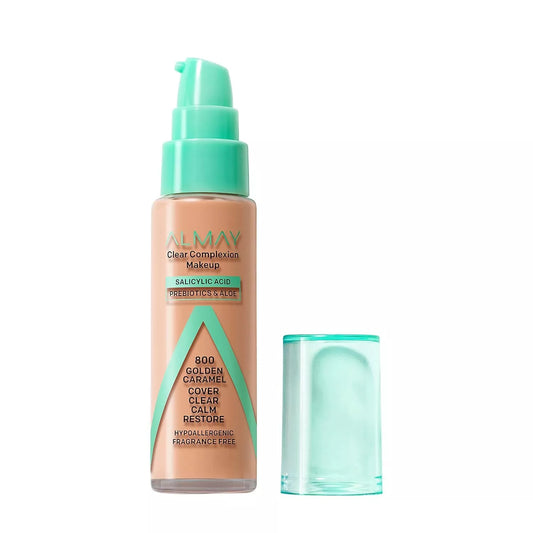 Almay Clear Complexion Acne Foundation Makeup with Salicylic Acid, 730 Golden Caramel, 1 fl oz.