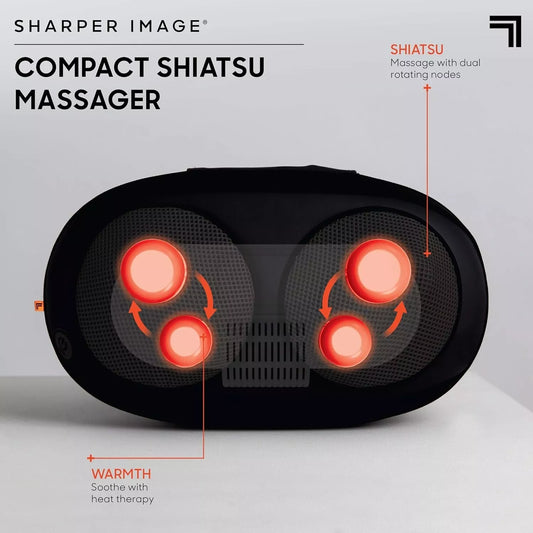 Sharper Image Compact Shiatsu Massager With Heat - AC & Car Adapters