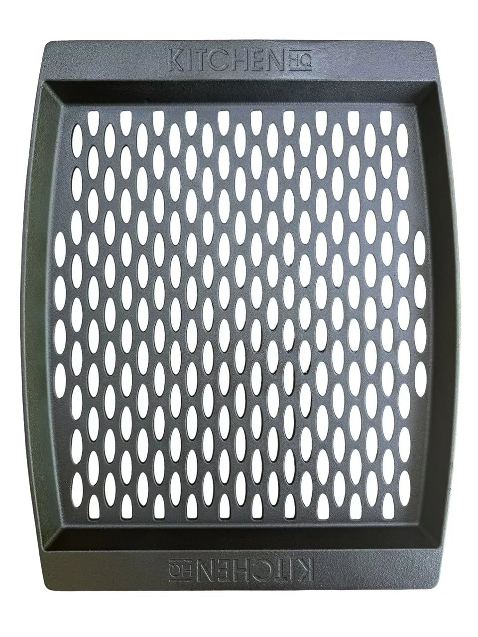 KitchenHQ Cast Iron Grill Topper Pan Outdoor Grilling or Open Fire, 15 x 12 inch