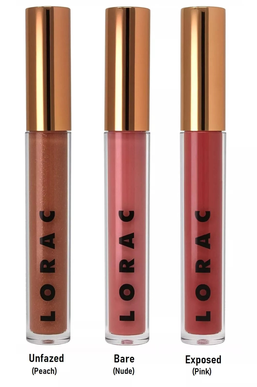 LORAC Unzipped Sheer Silk Lip Gloss Trio, UNFAZED, BARE, & EXPOSED