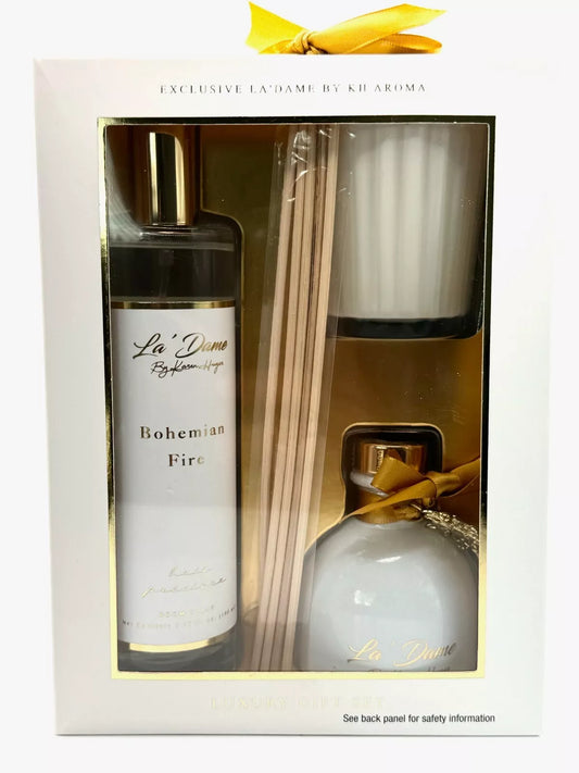 La’ Dame By Karen Huger Room Spray, Diffuser Oil, & Candle Luxury Gift Set