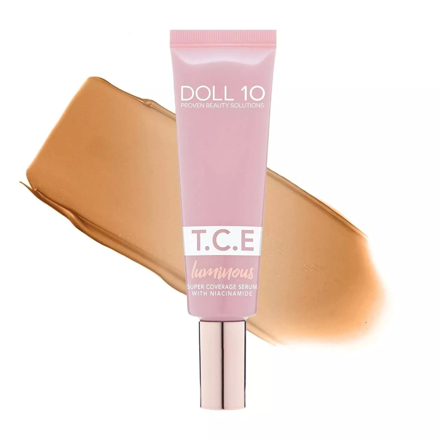 Doll 10 T.C.E Luminous Super Coverage Serum Makeup Foundation Tan/Deep, 1 Fl Oz